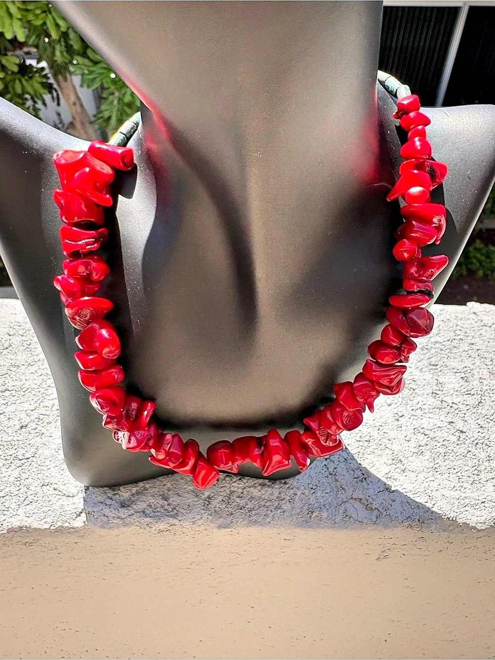 Red Coral-Style Beaded Necklace